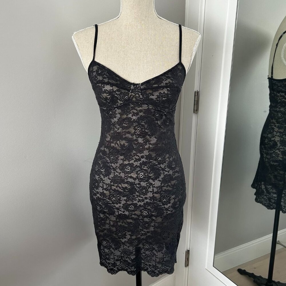 Wilfred dark grey lace mini dress